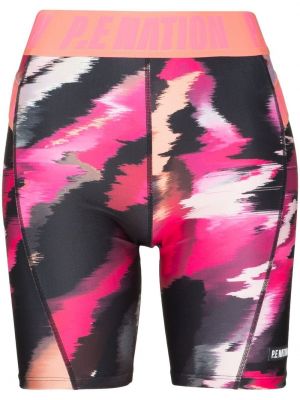 Abstrakt trykk trykt biker shorts P.e Nation rosa