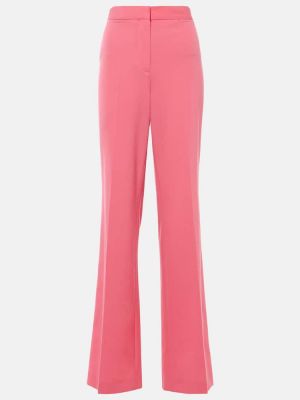 Pantaloni cu picior drept cu talie înaltă de lână Stella Mccartney roz