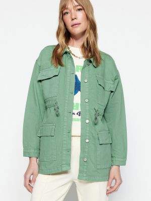 Denim jakna z žepi Trendyol zelena
