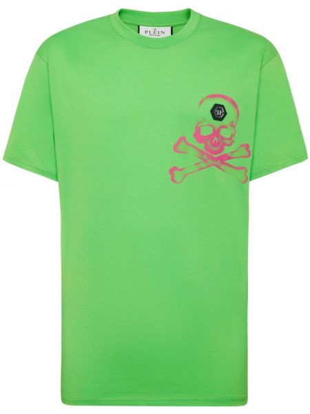 Памучна тениска Philipp Plein зелено