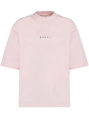 Kokvilnas t-krekls ar apdruku Marni rozā