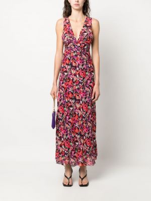 Květinové dlouhé šaty s potiskem Patrizia Pepe fialové