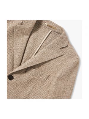 Abrigo de tweed de espiga Brooks Brothers marrón