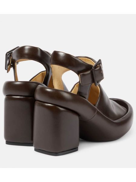 Sandalias de cuero con plataforma Lemaire marrón