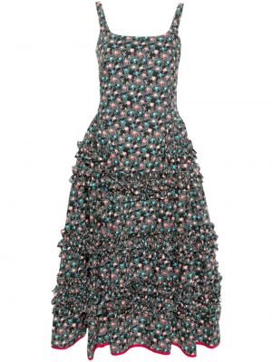 Midi haljina s cvjetnim printom s printom Molly Goddard crna