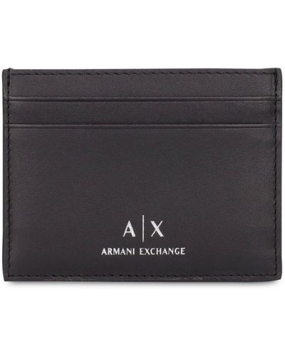 Usnjena denarnica s potiskom Armani Exchange črna