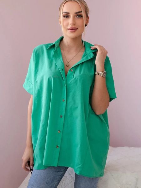 Βαμβακερό πουκάμισο με κοντό μανίκι Kesi πράσινο