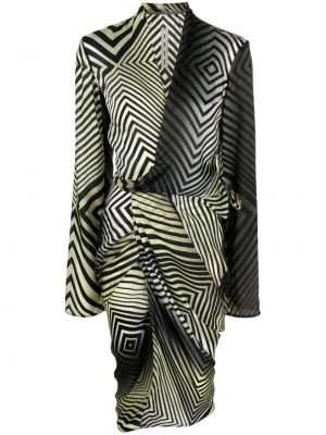 Sukienka z nadrukiem w abstrakcyjne wzory Rick Owens zielona