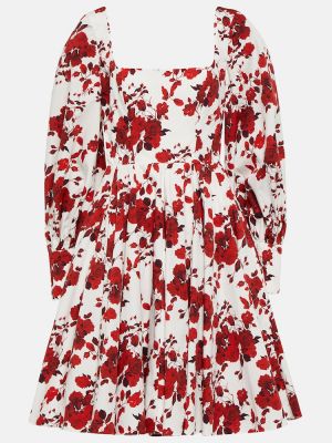Bombažna obleka s cvetličnim vzorcem Emilia Wickstead rdeča