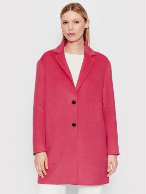 Vlnený priliehavý zimný kabát Tommy Hilfiger ružová