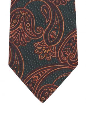 Hedvábná kravata s potiskem s paisley potiskem Etro zelená