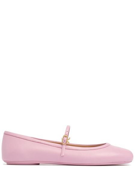 Lær ballerinasko Gianvito Rossi rosa