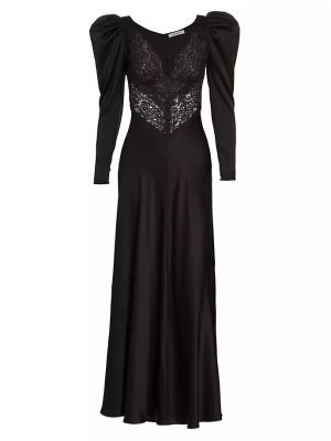 Атласное платье с пышными рукавами Rodarte черное