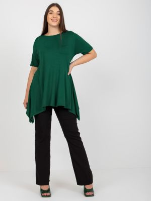 Enobarvna bluza s kratkimi rokavi Fashionhunters zelena