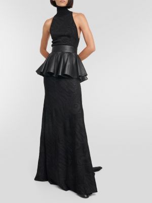 Платье с высоким воротником Alaïa черное