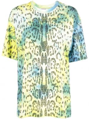 Тениска с принт с tie-dye ефект Roberto Cavalli жълто