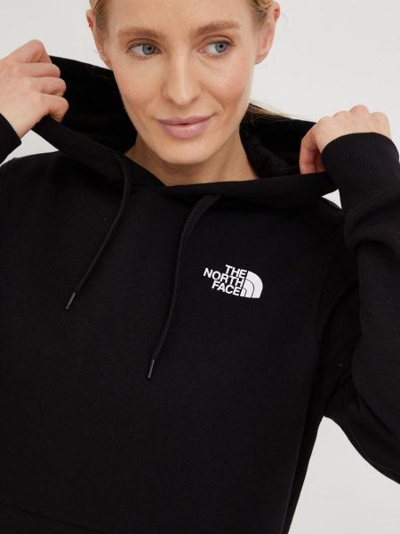 Pamučna hoodie s kapuljačom The North Face crna