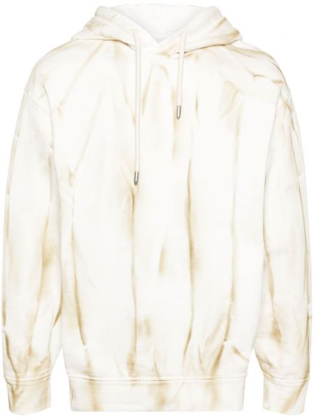 Bluza z kapturem bawełniana z nadrukiem Emporio Armani biała