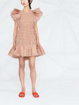 Sukienka mini z falbankami Zimmermann różowa