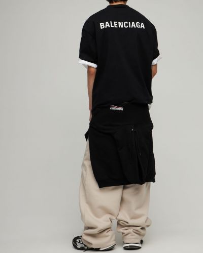 Džerzej bavlnené tričko s potlačou Balenciaga čierna