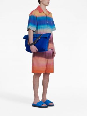 Shorts aus baumwoll mit print mit plisseefalten Marni blau