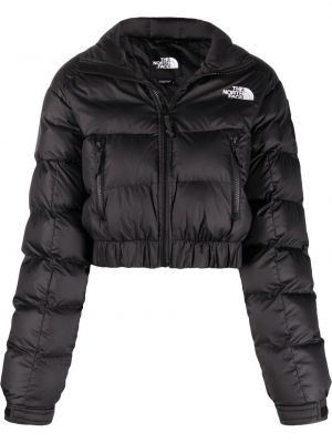 Укороченная дутая куртка с заплатками The North Face, черный