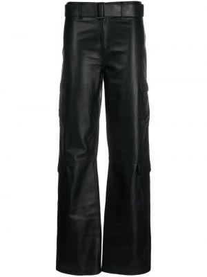 Kožené rovné kalhoty Simonetta Ravizza černé
