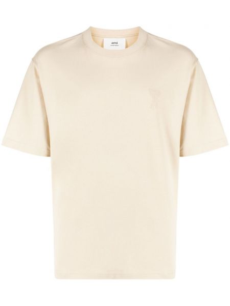 T-shirt en coton de motif coeur Ami Paris beige