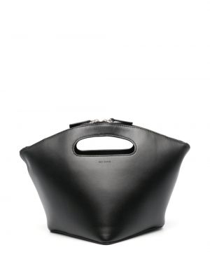 Usnjena nakupovalna torba By Far črna