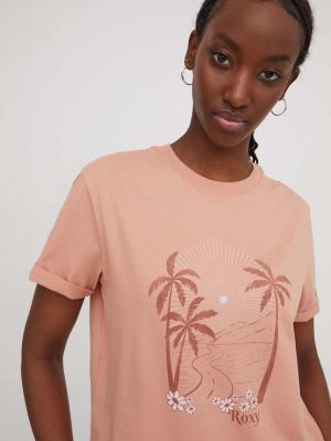 Koszulka bawełniana Roxy pomarańczowa