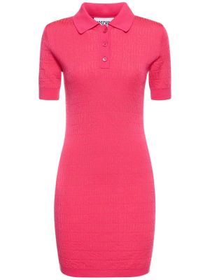 Mini vestido de lana de punto Moschino rosa