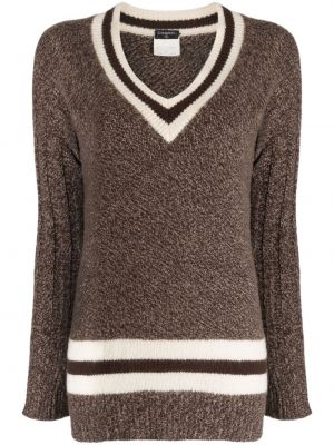 Sweter wełniany Chanel Pre-owned brązowy