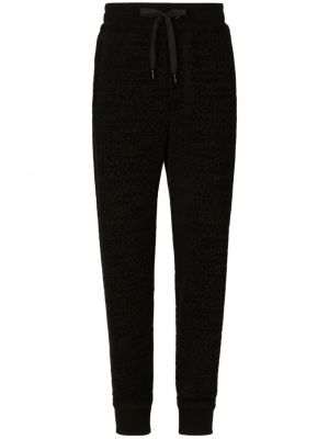 Bavlnené teplákové nohavice s potlačou Dolce & Gabbana čierna