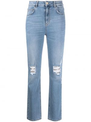 Slim fit skinny džíny s flitry s oděrkami Liu Jo modré