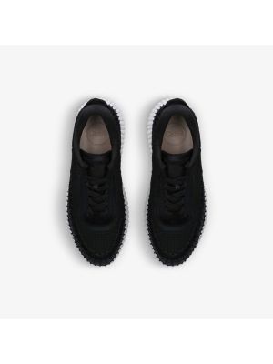Замшевые кроссовки с вышивкой с сеткой Chloé черные