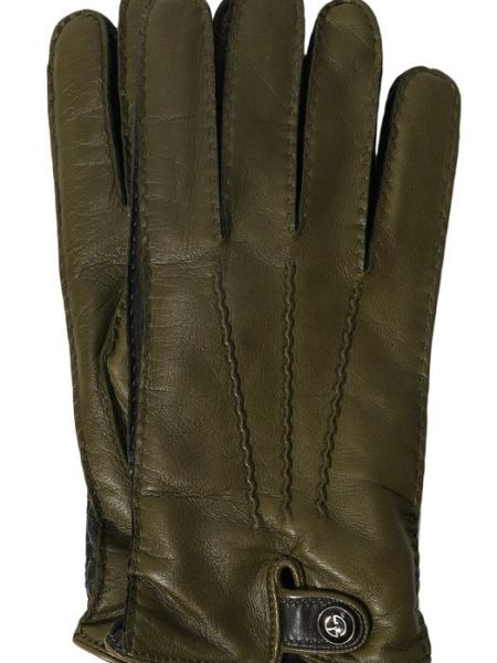 Кожаные перчатки Giorgio Armani зеленые