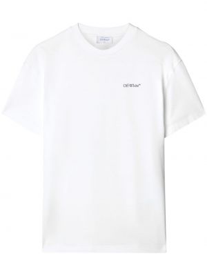 Kokvilnas t-krekls ar ziediem ar apdruku Off-white balts
