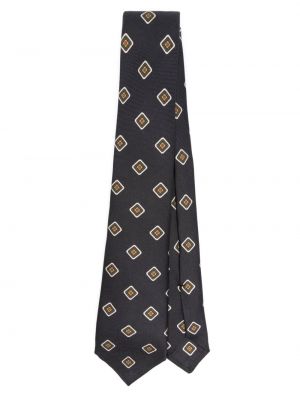 Cravată cu imprimeu geometric Kiton negru
