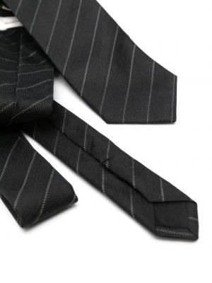 Cravate en soie à rayures Saint Laurent noir