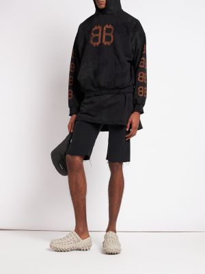 Kokvilnas apgrūtināti kapučdžemperis Balenciaga melns