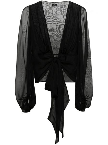 Копринена блуза Elisabetta Franchi черно