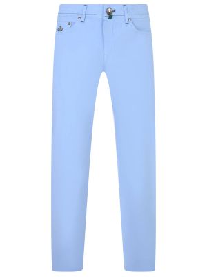 Хлопковые прямые джинсы Luigi Borrelli голубые