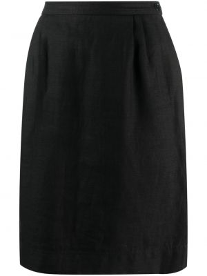 Ľanová puzdrová sukňa Valentino Pre-owned čierna