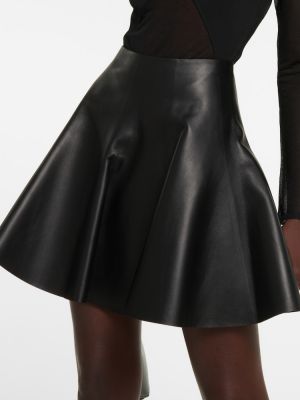 Mini falda de cuero Alaïa negro