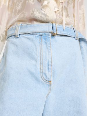 Kratke jeans hlače z vezenjem Etro modra