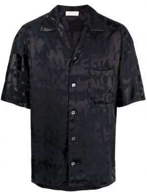 Camicia in tessuto jacquard Alexander Mcqueen nero