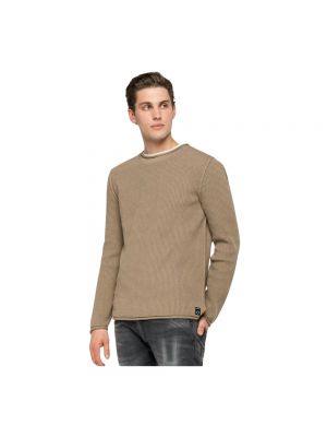 Sweter z okrągłym dekoltem Replay brązowy