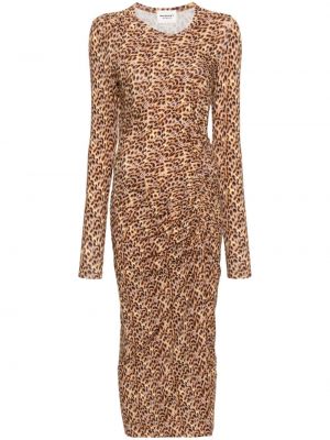 Šaty s potiskem s abstraktním vzorem Marant Etoile hnědé