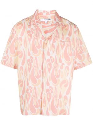 Bavlnená košeľa s potlačou s abstraktným vzorom Jordanluca ružová
