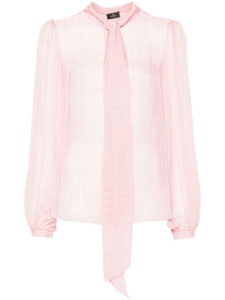 Svilena košulja s mašnom Etro ružičasta